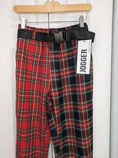 Almost Famous NWT Size Small Jogger Pants Plaid Red