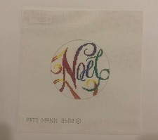 needlepoint canvas, Patti Mann, Round, Multicolored Noel,18ct, 4.5"