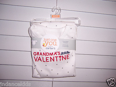 Carter's Long Sleeve Bodysuit GRANDMA'S LITTLE VALENTINE 9 Months 9M NWT