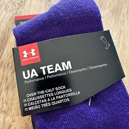 Under Armour UA Team Socks Purple OTC Youth Size L YLG Kids Shoe Size 1-4Y - Picture 2 of 6