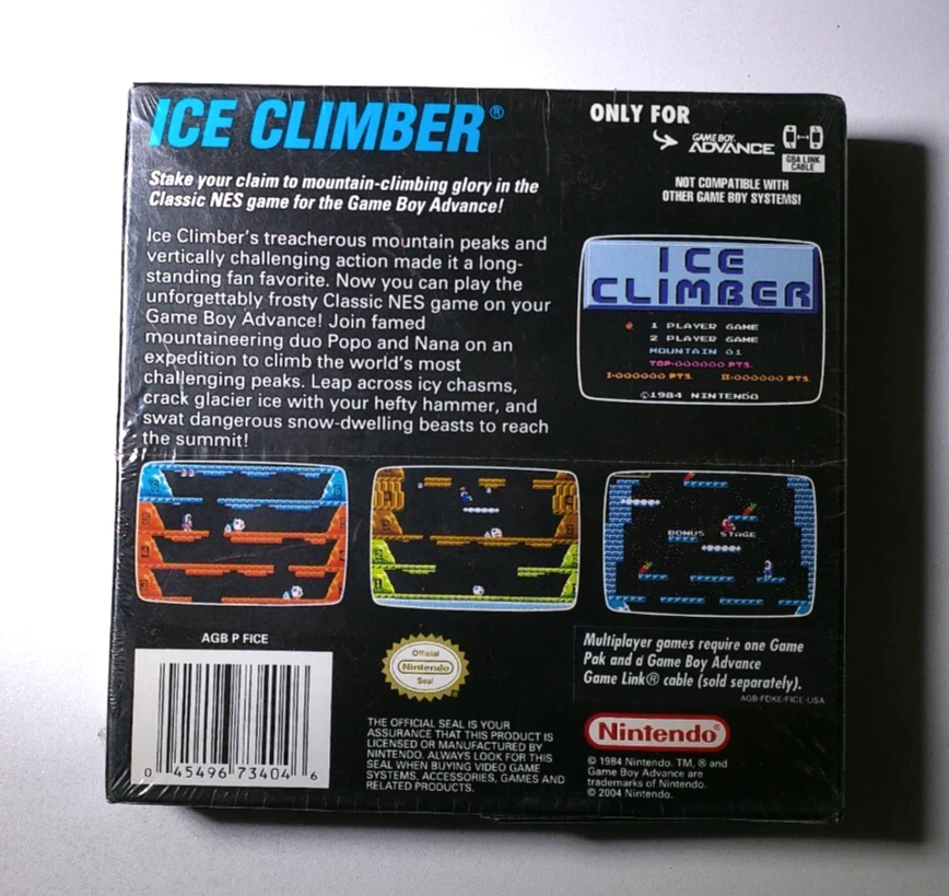 Ice Climber Classic (Nintendo Gameboy Advance, GBA) NEW SEALED - Box pushed in - Image 2 of 2