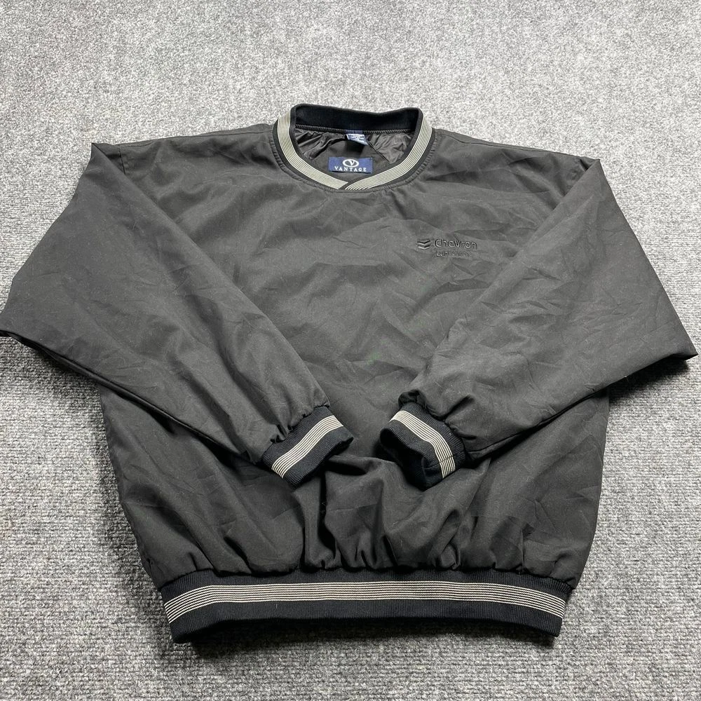 Vantage Men's Black Windbreaker Jacket Long Sleeve Pullover Size Medium