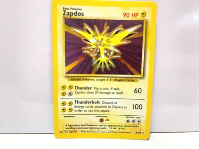 pokemon card zapdos holo Pokemon Holo Foil Base Set 16/102 ZAPDOS Card