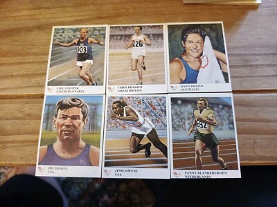 6 Imperial Publishing Olympiasieger 1990er Sammelkarten #1,2,3,4,5,6.