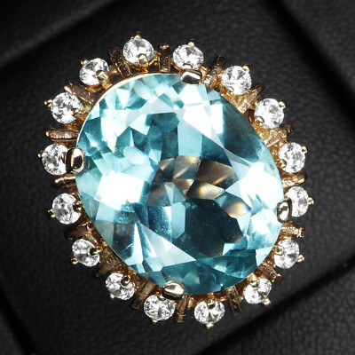 Precious Sea Blue Aquamarine 10.50Ct 925 Sterling Silver Rose Gold Plated Rings