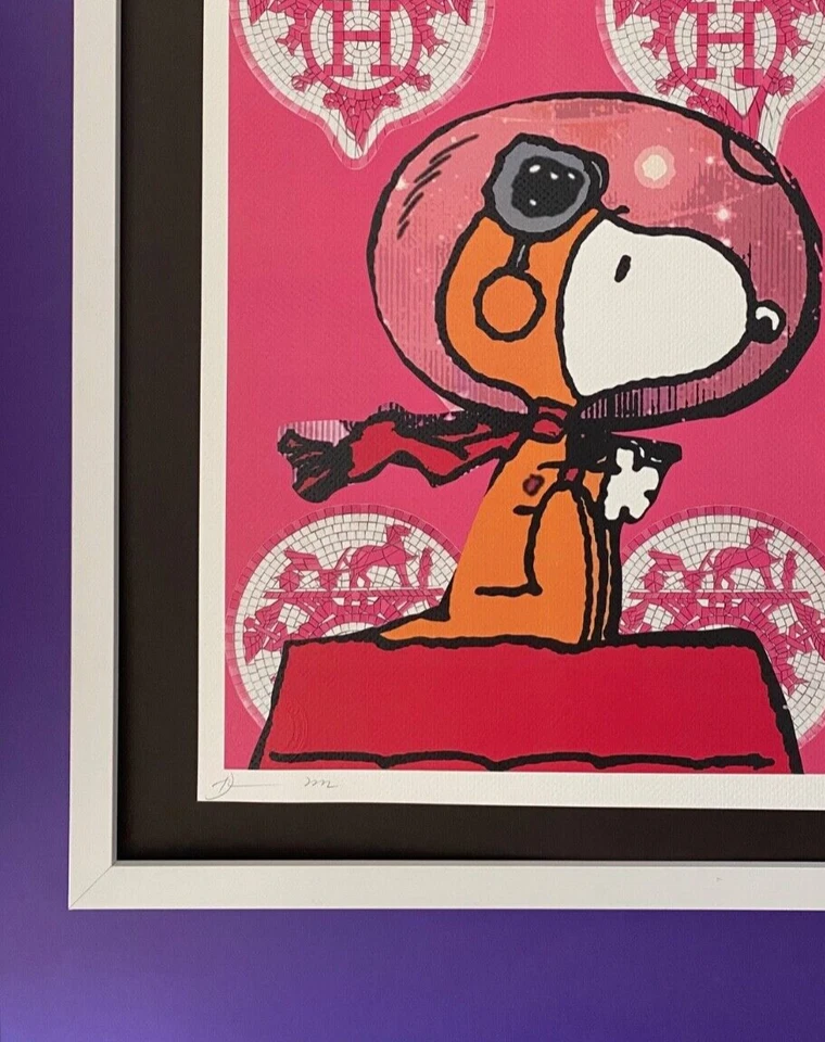 🔥 Death NYC Grande Enmarcado 16x20 pulgadas Arte Pop Certificado Snoopy Astronaut Hermes # Foto 4 de 4