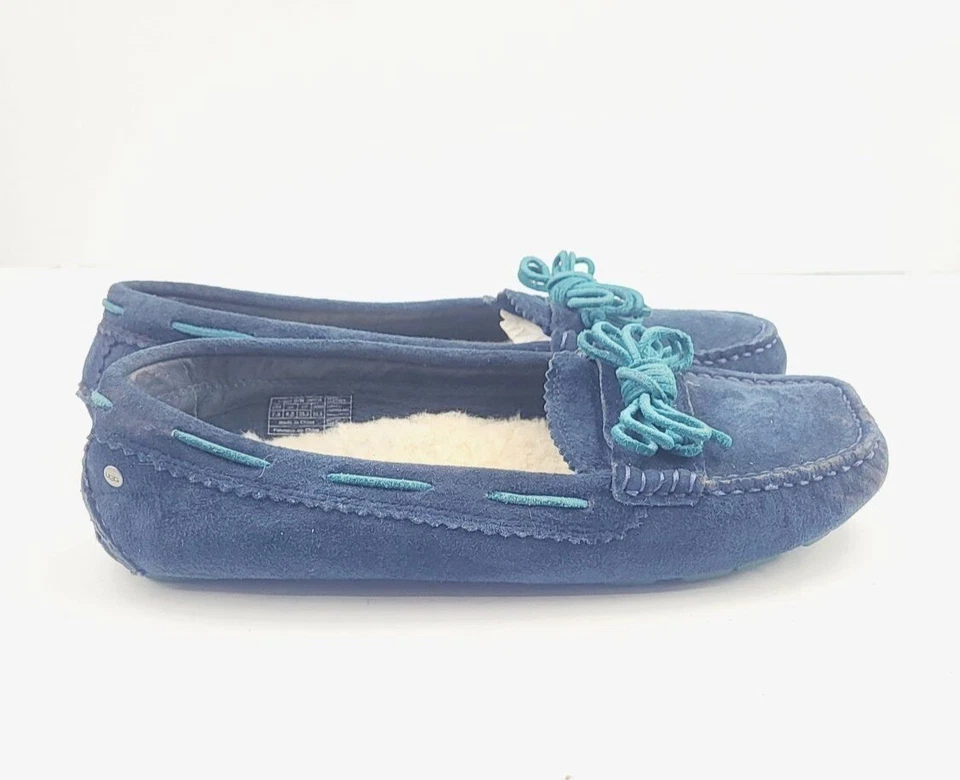 UGG Womens Blue Suede Slippers  - Size 7.5 - Image 4 of 4