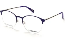 COVERGIRL CG0474 Purple 082 Metal Round Semi Rimless Eyeglasses Frame 51-19-140