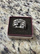 Vintage Sterling Silver Swimming Fish Ring Band Floating Fish
