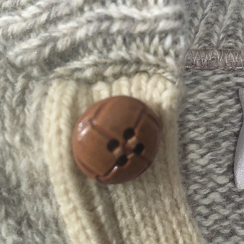 Vintage Campus Mens Large Rag Wool Sweater Grandpa Cowl Neck 1/4 Button Long Med - Picture 3 of 4