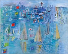 Tile Mural Regattas in Cowes Ship Sea Kitchen Bathroom Backsplash Marble Ceramic