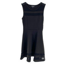 Lulus Final Stretch Skater Dress In Black Size Extra Small Mesh Panels NWT