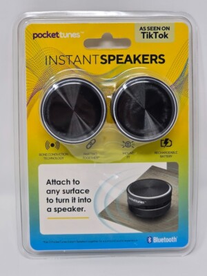 Pocket Tunes Instant Speakers Bluetooth 2 PACK Black As Seen on TIKTOK NEW