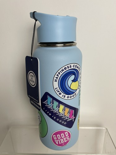 Botellas de agua de acero inoxidable LIFE IS GOOD 32 oz BOCA ANCHA color azul playa - Imagen 4 de 8