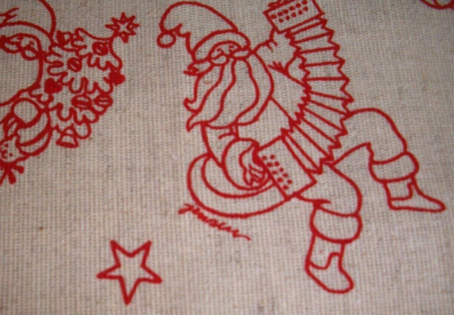 SWEDISH CHRISTMAS TOMTE SANTA DESIGN 12.25" X 12.75" DOILY ALMEDAHLS SWEDEN - Picture 4 of 6