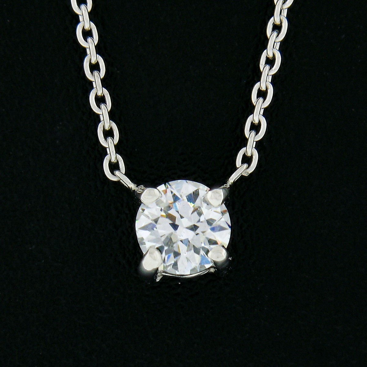 New Platinum Old European Diamond Prong Solitaire Pendant