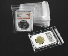 50 x Coin Protector Plastic Pocket Zip Bags for Graded Slab Holder NGC PCGS B607