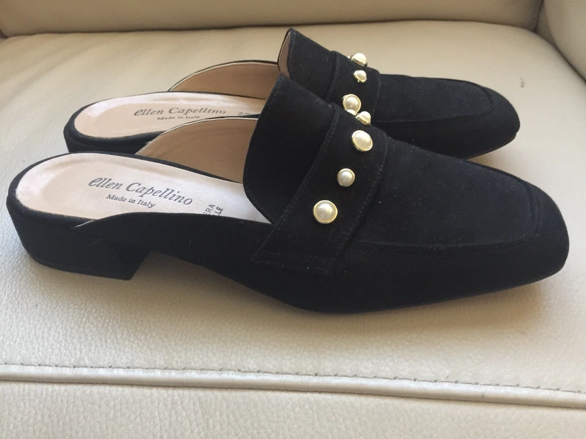 Scarpe Basse Mules Neri In Camoscio 41 Donna Ellen Capellino