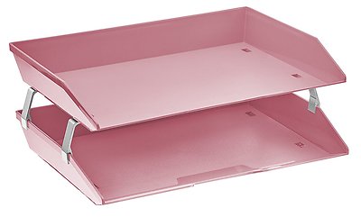 Acrimet Facility 2 Tiers Double Letter Tray Solid Pink Color