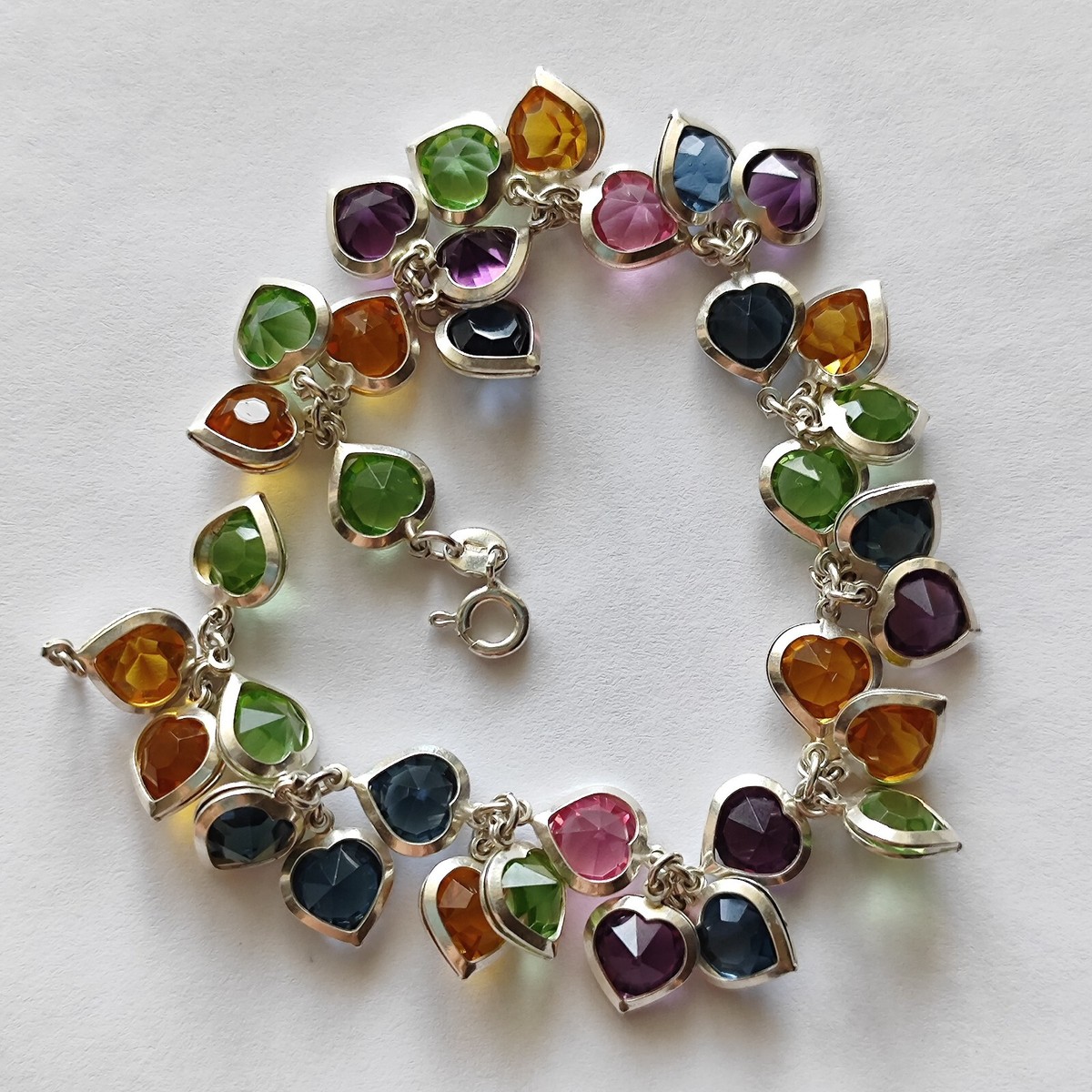 Italian bracelet sterling silver 925 Multicolored crystals