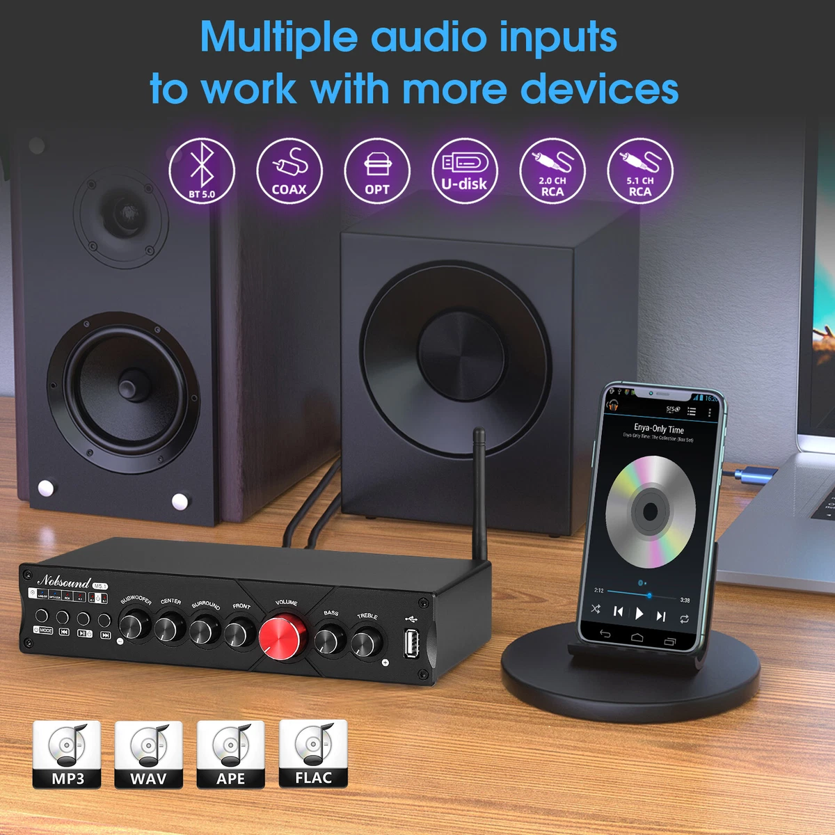 Nobsound M5.1 5.1 Channel Digital Amplifier with Bluetooth USB COAX/OPT IN