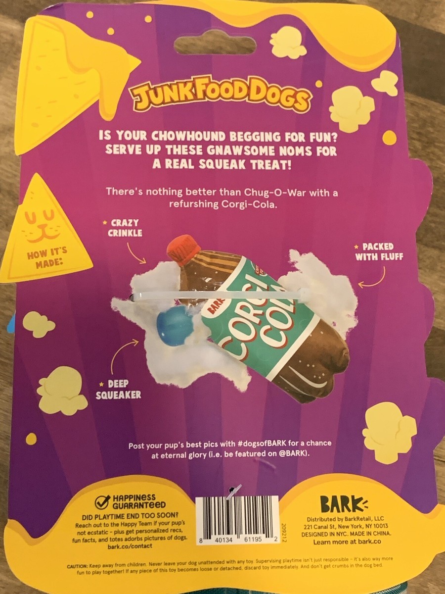 BARK BOX Corgi Cola XL Toy Great for De-fluffers Squeeze Me Squeak 