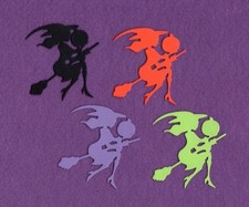 WITCH ON BROOM 2 halloween die cuts scrapbook cards