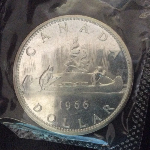 1966 Canada Dollar Proof-Like Silver Canadian Coin in Cellophane A5265