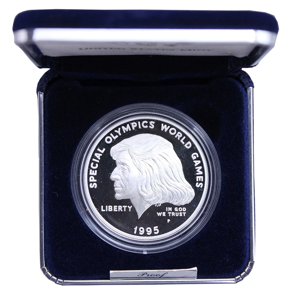 1995 P Special Olympics World Games Silver Proof Commemorative w/ Box & COA - Image 2 of 4