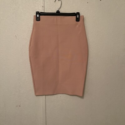 Shinestar Juniors' Solid Pencil Skirt, Rose Pale High Stretch SIZE M