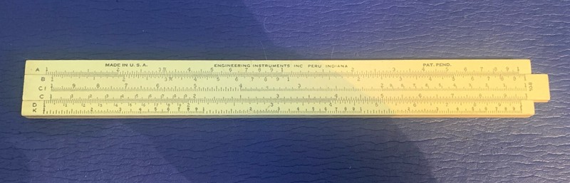 WOODEN SLIDE RULE (ENGINEERING INSTRUMENTS, PERU, INDIANA)