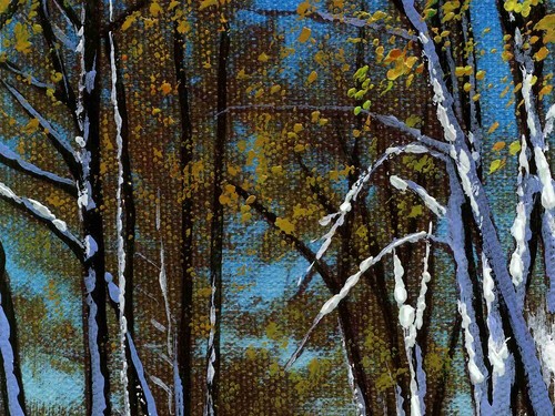 Oil Painting Handmade Arseni ~ FROST & SUN 6" X 4" NO FRAME Art USA - Picture 5 of 13