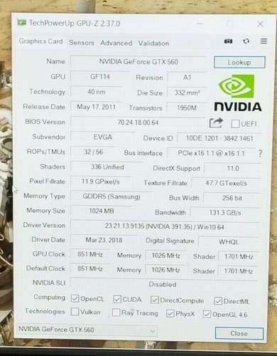 EVGA Nvidia GeForce GTX 560 SC 1GB DDR5 Video Card DVI HDMI PCI Express #AY1 - Picture 3 of 8