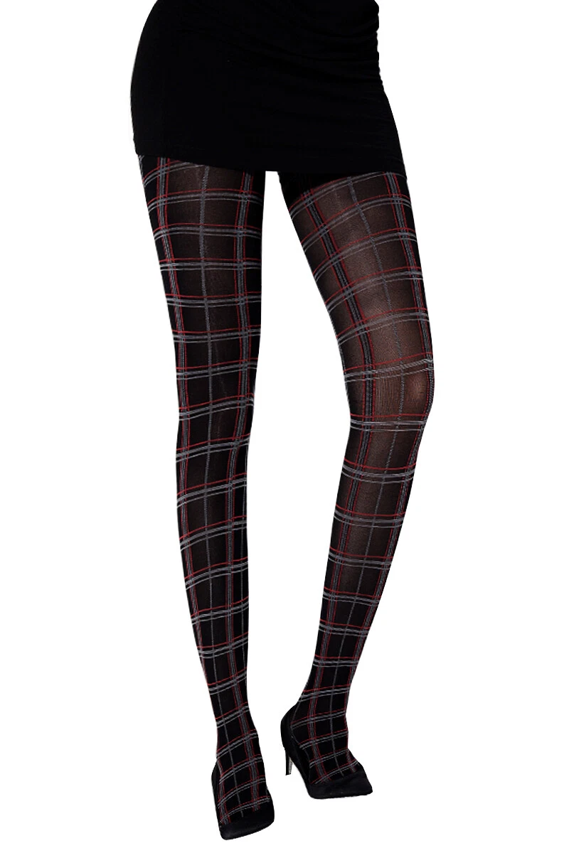 Collant Cuissarde Chantal Thomass Noir/écossais - 60 Deniers Neuf Avec étiquettes (Italie)