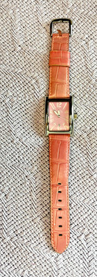 Ritmo Mundo Pink Dial Watch   Croc-Embossed Leather Strap, NEEDS BATTERY