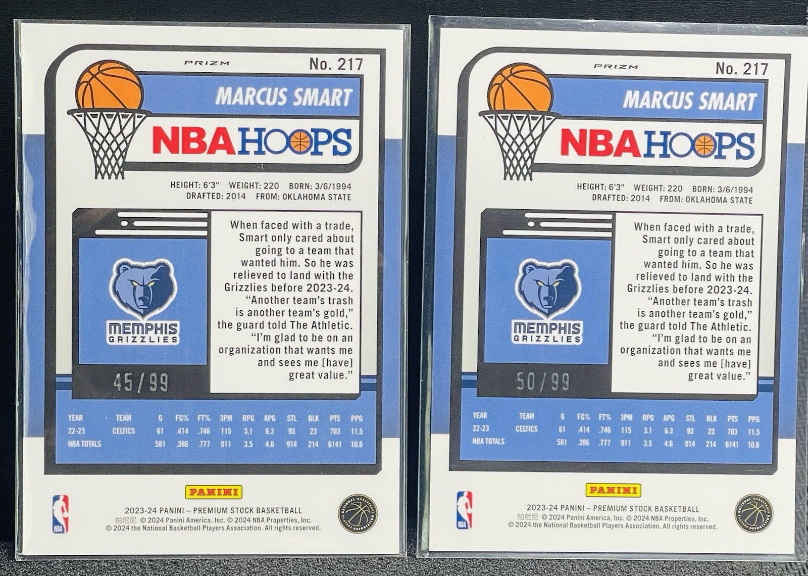 2024-25 Prizm Black Basketball Marcus Smart # /10 Auto Gold / # /49 & /99 Cards view 9