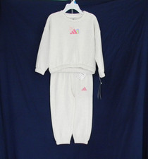 adidas 2 Piece Set Girls 24m Rainbow Sunshine Logo Tan Pink NWT