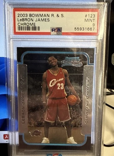 2003/04 BOWMAN CHROME LEBRON JAMES RC ROOKIE CARD #123 PSA 9 MINT CAVALIERS