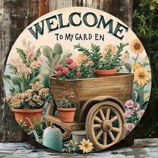 Welcome To My Garden Tin Metal Signs Home Decor Wall Garden 8x8