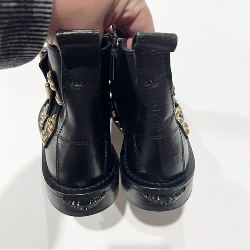 Zadig Voltaire Laureen Buckle Leather Studded Ankle Boot Black Size 36 US 5 - Picture 7 of 11