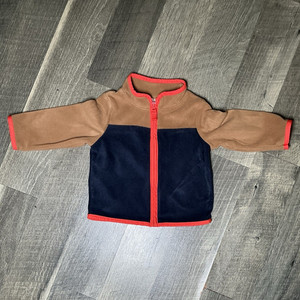 Carter's Baby Fleece Colorblock Full Zip Jacket 9M Navy Tan Red