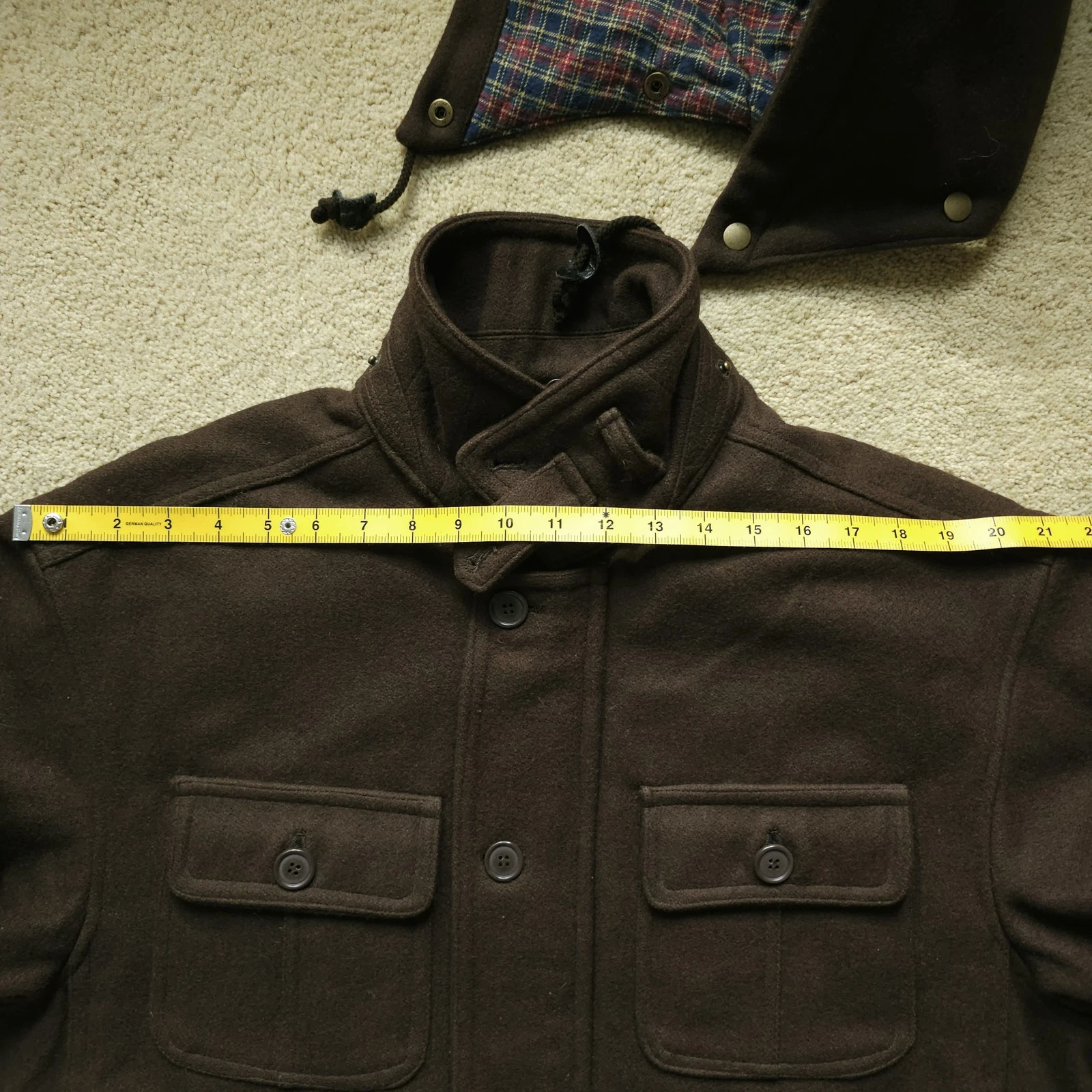 VTG DWW Made in Japan Thick Sturdy Melton Wool Hooded Utility Jacket Brown 38 S image 20