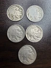 Lot Of 5 Buffalo Nickels - 2 - 1929P / 3 - 1929S - Worn Condition Dates Visible
