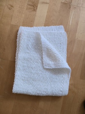 Baby Kuscheldecke weiß gestrickt Strickdecke 64x52 cm Bett Wiege Kinderwagen neu