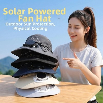 Atmungsaktiver Sonnenhut mit breiter Krempe und Solarventilator für Outdoor Wan