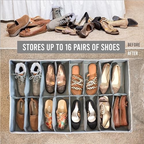 Under Bed Shoe Storage Organizer - TEAR-RESISTANT Heavy Duty 600D Material - - Picture 5 of 9