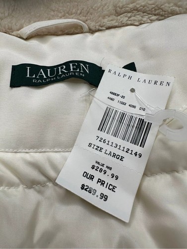 NWT Polo Ralph Lauren Womens Coat White L Fur Trimmed Jacket Hooded - Picture 7 of 9