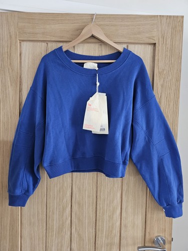Sudadera Absolut Cashmere 100% Algodón Recortada Azul Louison Talla M - NUEVA - Imagen 1 de 10