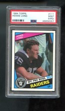 1984 Topps #111 Howie Long Raiders RC ROOKIE MINT PSA 9 (PD Graded Football Card. rookie card picture
