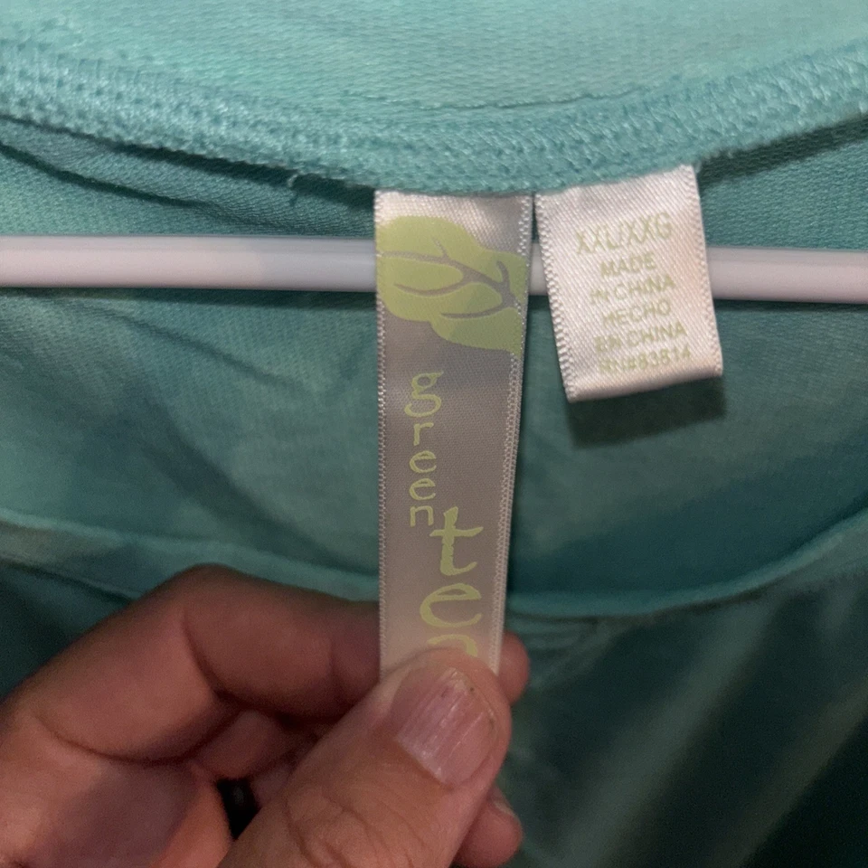 Green Tea Nuevo con Etiquetas Mujer Manga Corta Turquesa 2XL Lavado Mineral Foto 2 de 4